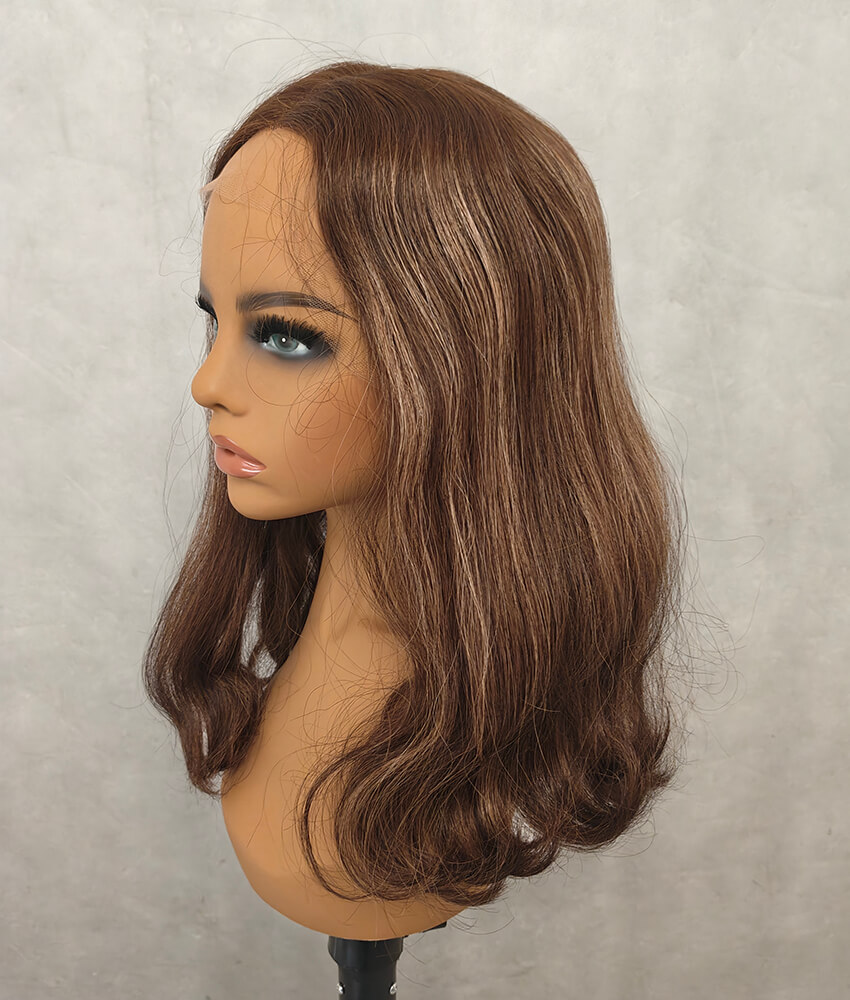 Brown European Hair Jewish Women Wigs with Highlight FD031