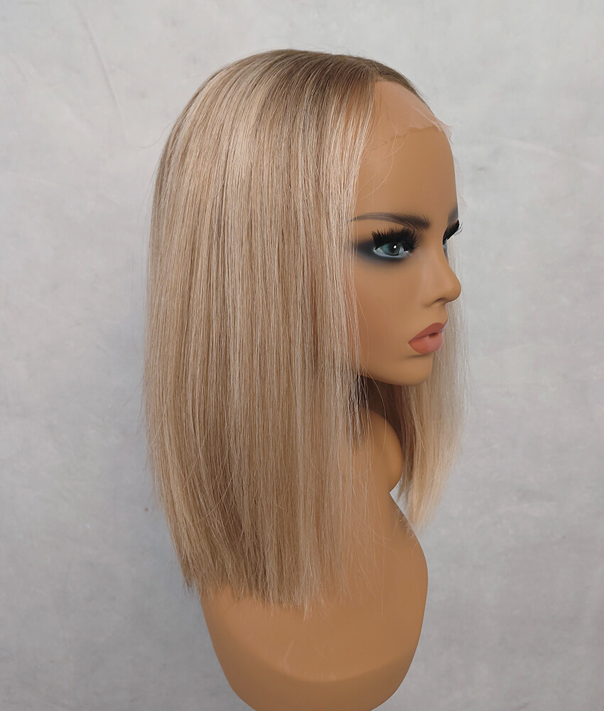 14 inch Camel Blonde Lace Top Wigs for White Women FD038-1