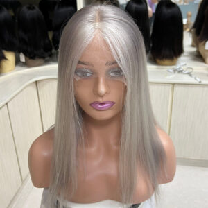 Grey Remy Hair Lace Top Wigs for Women D007